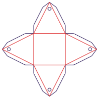 Pyramídová krabička - rozkrój