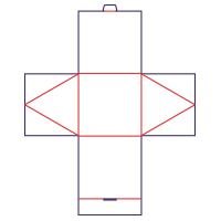 Trojuholníková horizontálna škatuľa - rozkrój