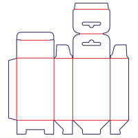 Krabica s jedným klapom a závesom - rozkrój