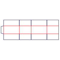 Krabicové štyri klapky - rozkrój