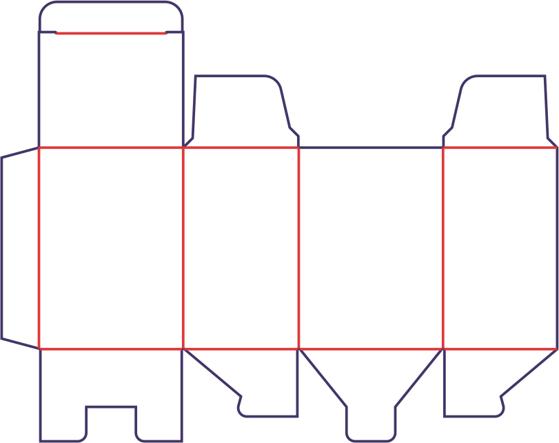 Krabica vrch 1 klapka, dno so zámkom - rozkrój