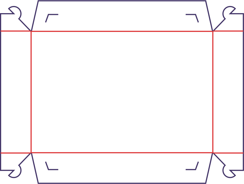 Krabica tácka - rozkrój