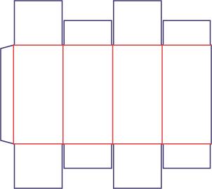 Krabica s prekrytými klopami - rozkrój