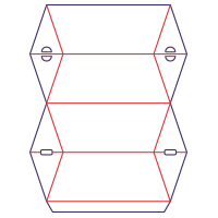 Viacuholníková vankúšová škatuľka - rozkrój
